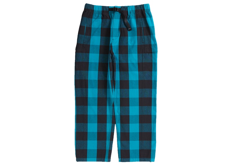 Buy Supreme Pantalón Trail con Cinturón Cuadro Escocés Azul Teal