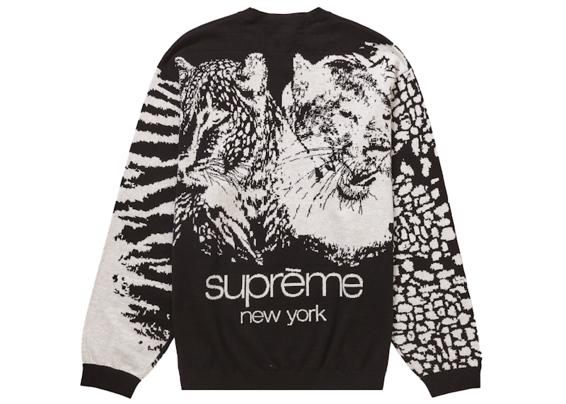 Order 至高無上大型貓科動物提花長袖上衣黑色