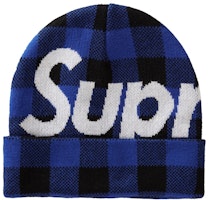 Supreme Big Logo Beanie (FW20) Blue Plaid Supreme Big Logo Beanie (FW20) Blue Plaid