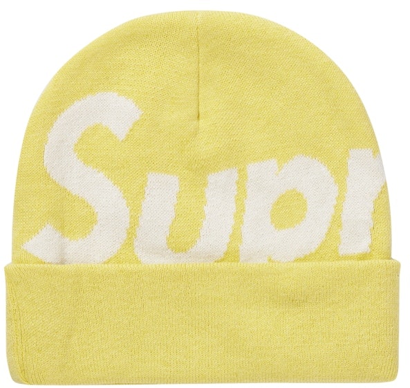 supreme-big-logo-beanie-yellow-fw-21