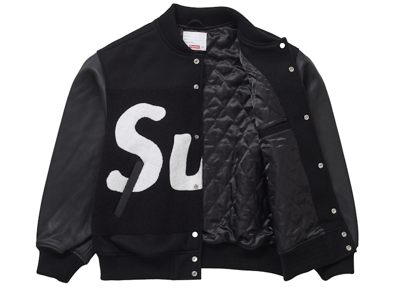 Order Supreme 大Logo Chenille 棒球外套 黑色