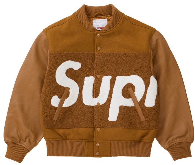 supreme-big-logo-chenille-varsity-jacket-mustard