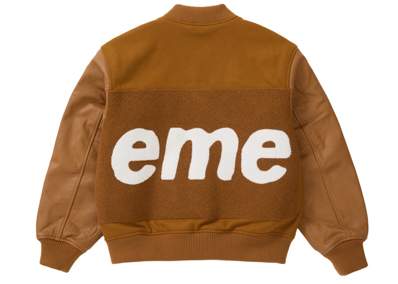 Lookbook 슈프림 빅 로고 셔닐 바시티 재킷 머스터드