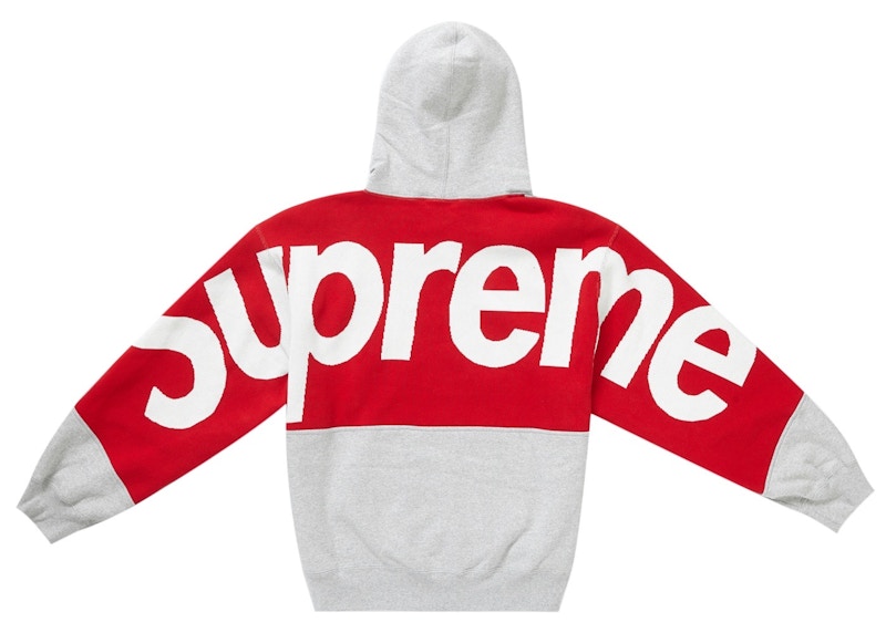 Order Supreme Big Logo Jaket Hoodie Rajut Abu-Abu Heather