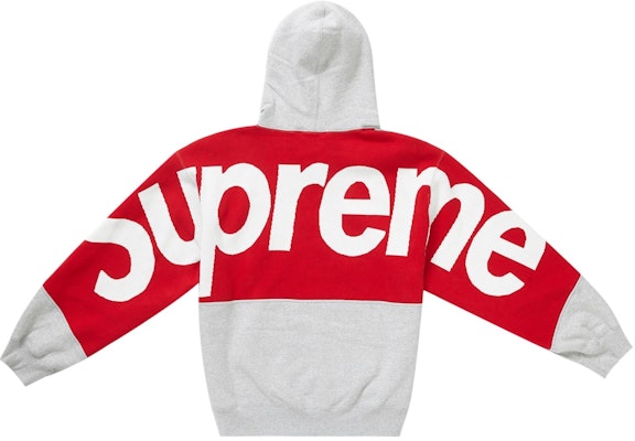 Supreme Big Logo Jacquard Hooded Sweatshirt Heather Grey - Novelship