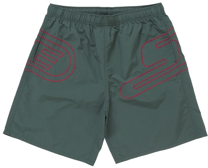 supreme-big-logo-nylon-short-green