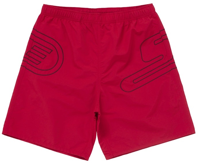 supreme-big-logo-nylon-short-red