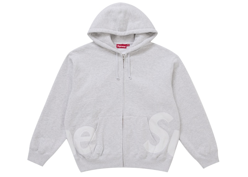 Supreme Big Logo Zip Up Hooded Sweatshirt Ash Grey