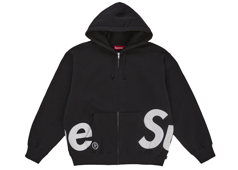 Buy Supreme 大logo拉链连帽卫衣 黑色