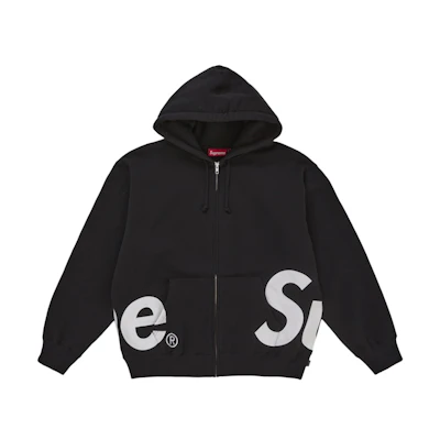 Supreme Big Logo Zip Up Hooded Sweatshirt Black
