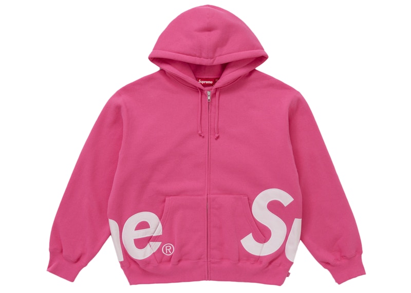 Supreme Big Logo Zip Up Hooded Sweatshirt Magenta