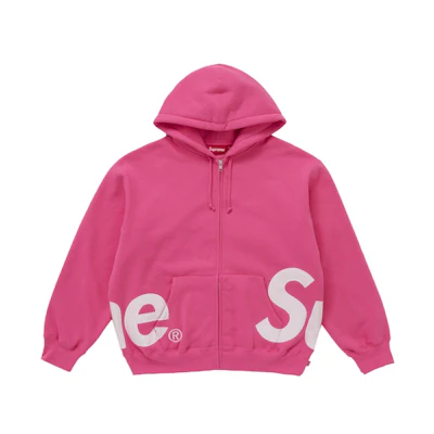 Supreme Big Logo Zip Up Hooded Sweatshirt Magenta