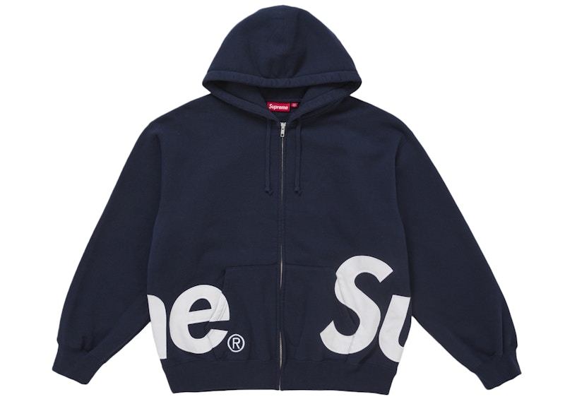 Supreme Big Logo Zip Up Hooded Sweatshirt Navy