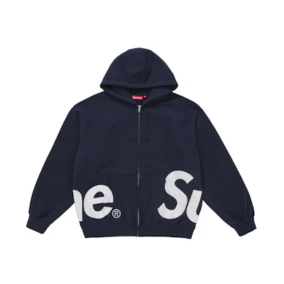 Supreme Big Logo Zip Up Hooded Sweatshirt Navy