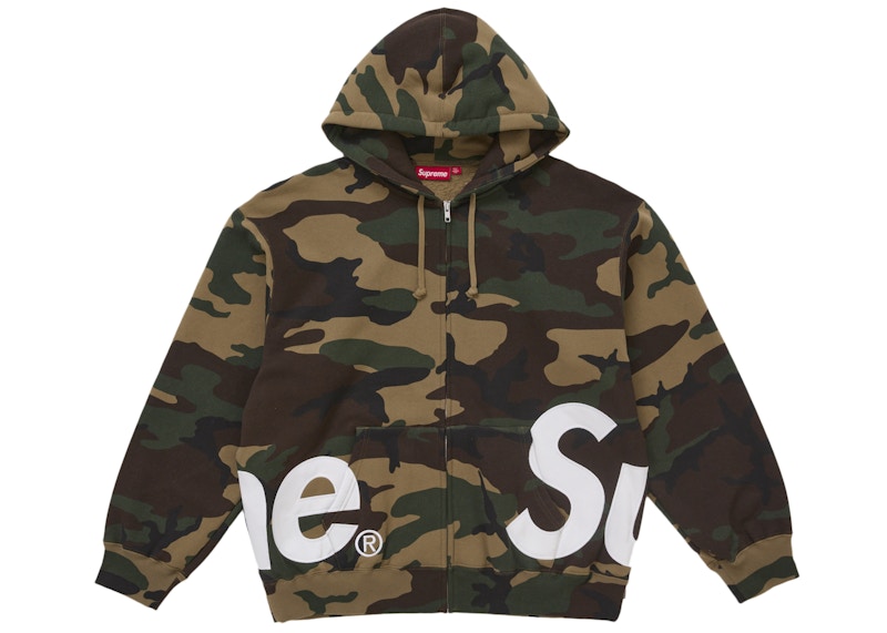 Supreme Big Logo Zip Up Hooded Sweatshirt Woodland Camo