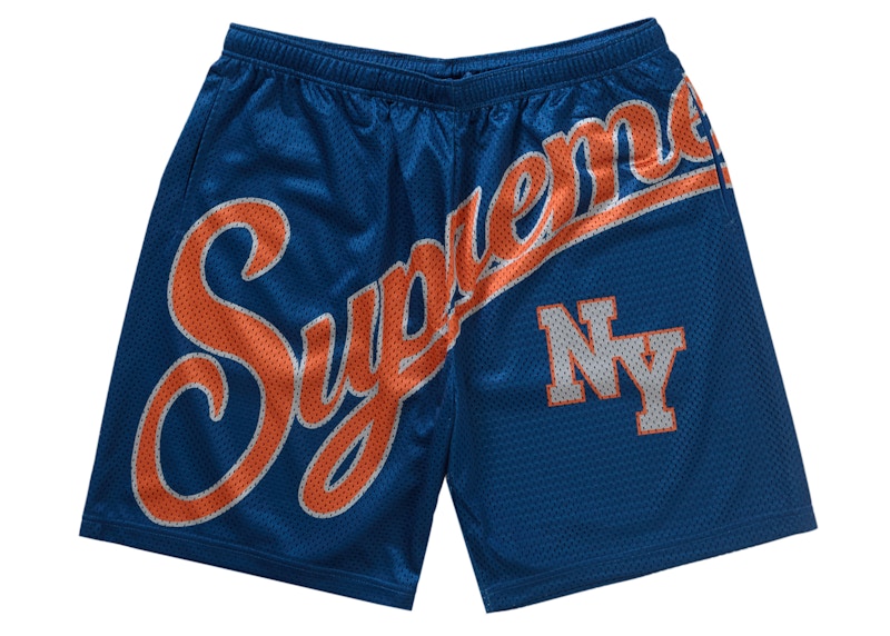 Supreme Big Script Mesh Short Blue