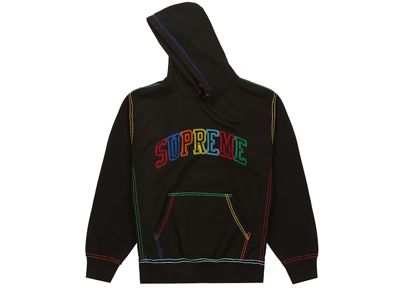 Supreme Big Stitch Hoodie Black 圖 2