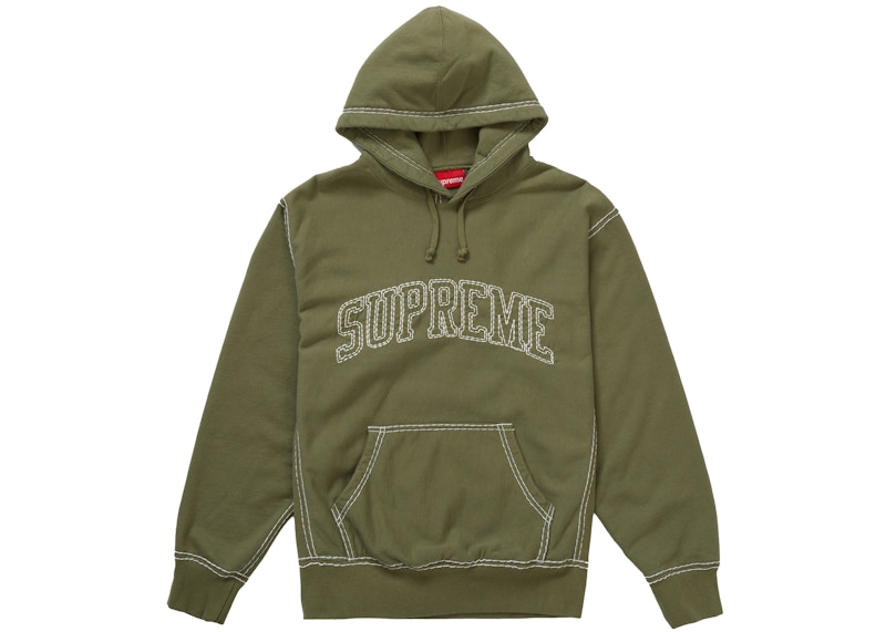 Supreme Big Stitch Hooded Sweatshirt Light Olive
