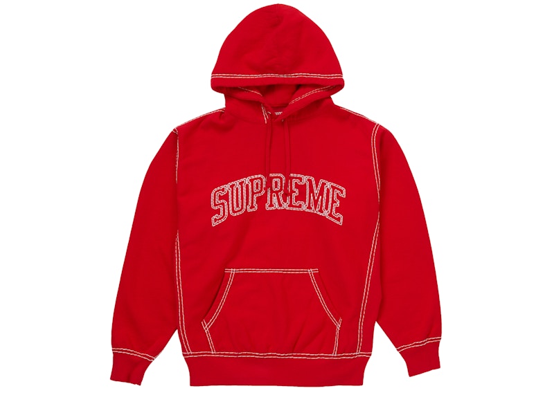 Supreme Big Stitch Hooded Sweatshirt Red