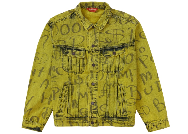 Buy Supreme 黑色牛仔卡车夹克荧光黄