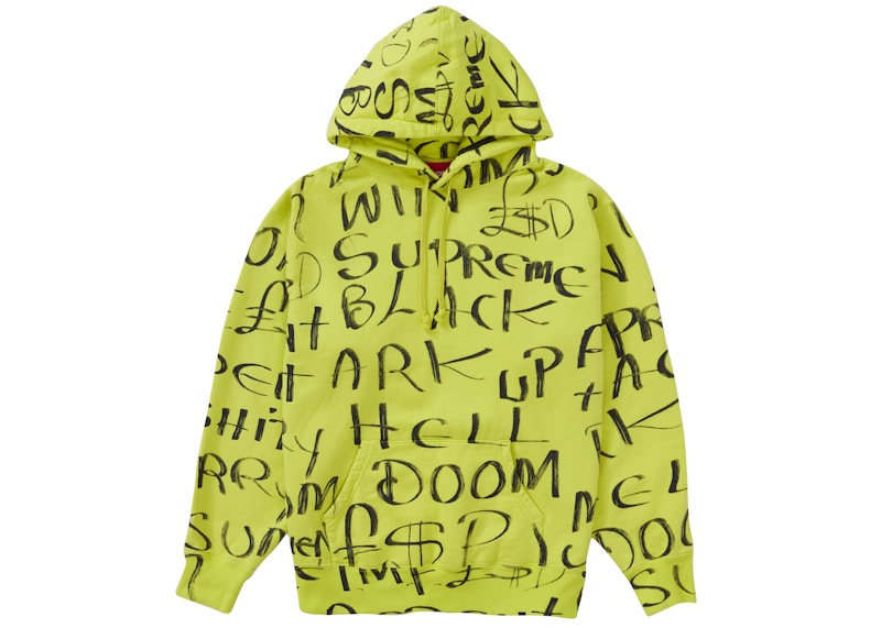 Supreme Black Ark Hooded Sweatshirt Fluorescent Yellow
