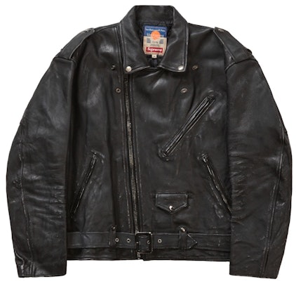 Supreme 黑色手绘皮质摩托夹克 Buy Supreme 黑色手绘皮质摩托夹克