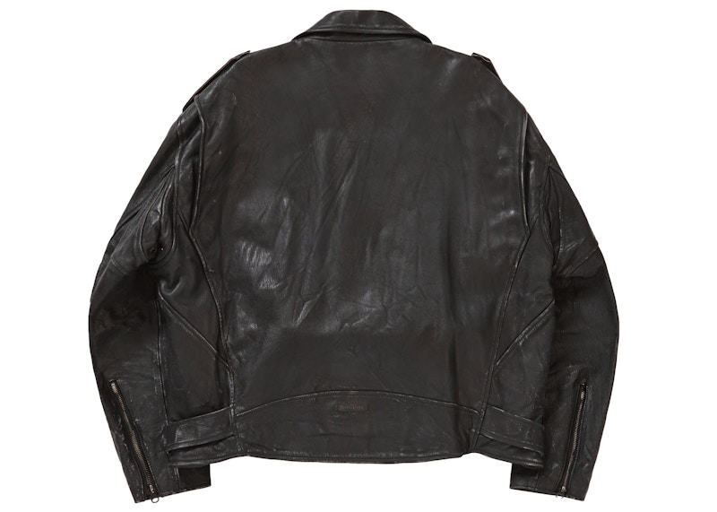 Shop Supreme Blackmeans Jaket Kulit Motokar Hitam Terlukis