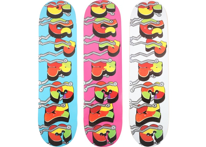 Supreme Blade Whole Car Skateboard Deck Blue/Pink/White Set