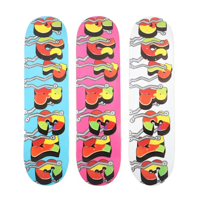 Supreme Blade Whole Car Skateboard Deck Blue/Pink/White Set
