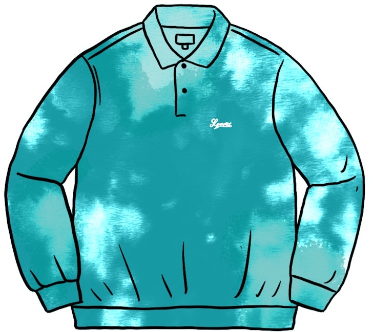 supreme-bleached-velour-l-s-polo-aqua