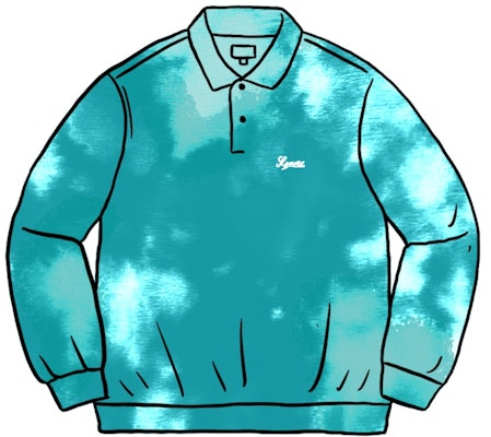 Supreme Bleached Velour L/S Polo Aqua Biru Buy Supreme Bleached Velour L/S Polo Aqua Biru