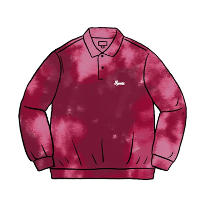 Supreme Bleached Velour L/S Polo Magenta