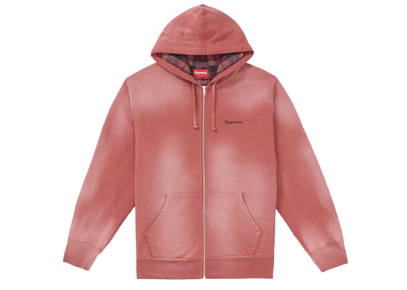 Supreme Bleached Zip Up Sweatshirt Dark Rose