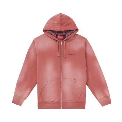 Supreme Bleached Zip Up Sweatshirt Dark Rose