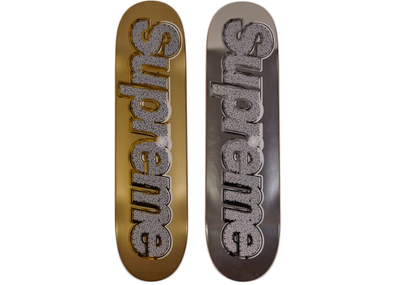 Supreme Bling Skateboard Deck Gold/Silver Set