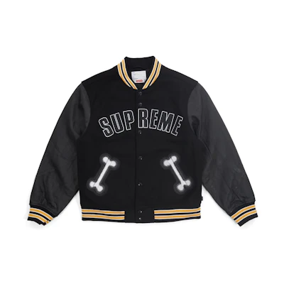 Supreme Bone Varsity Jacket Black