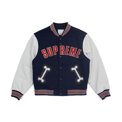 Supreme Bone Varsity Jacket Navy