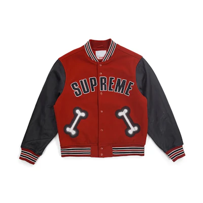 Supreme Bone Varsity Jacket Red