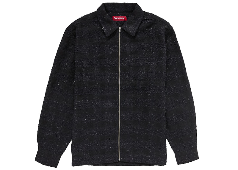 Supreme Boucle Zip Up Shirt Black