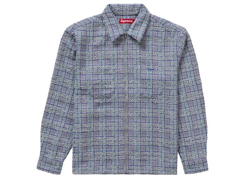 Supreme Boucle Zip Up Shirt Blue