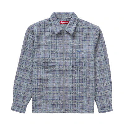 Supreme Boucle Zip Up Shirt Blue