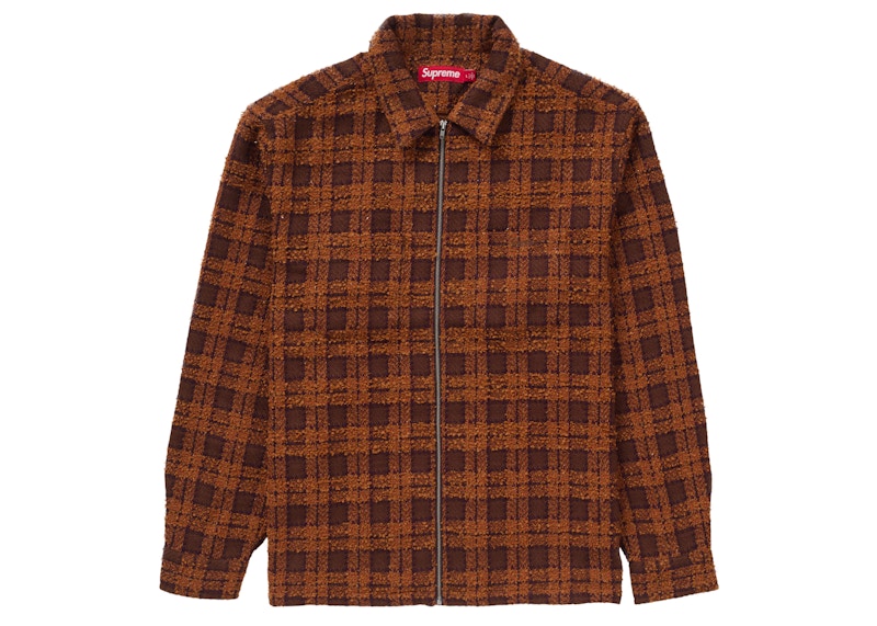 Supreme Boucle Zip Up Shirt Brown