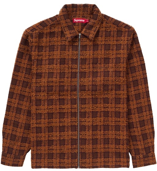 supreme-boucle-zip-up-shirt-brown