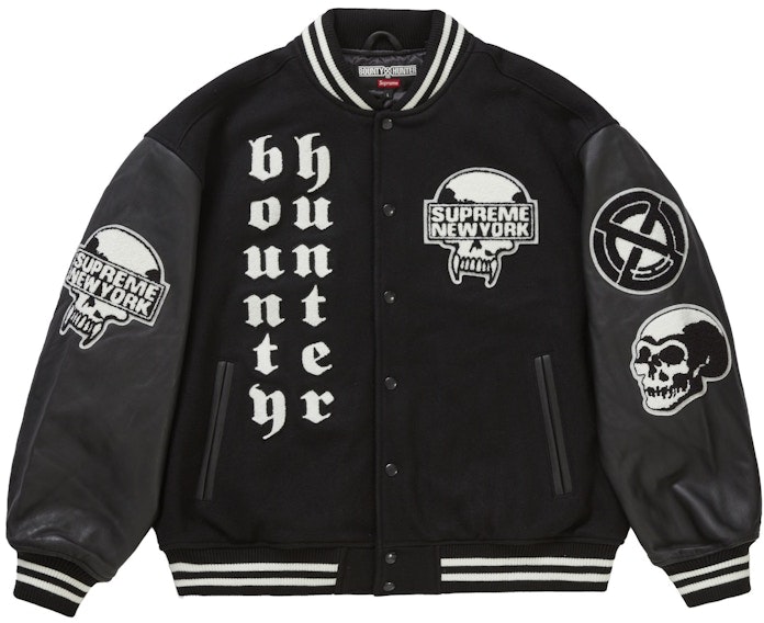 supreme-bounty-hunter-varsity-jacket-black