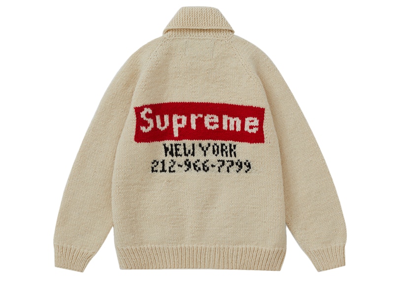 Supreme Box Logo Cowichan Sweater Natural