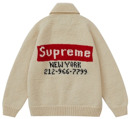 Supreme Box Logo Cowichan Sweater Natural Buy Supreme Box Logo Cowichan Sweater Natural