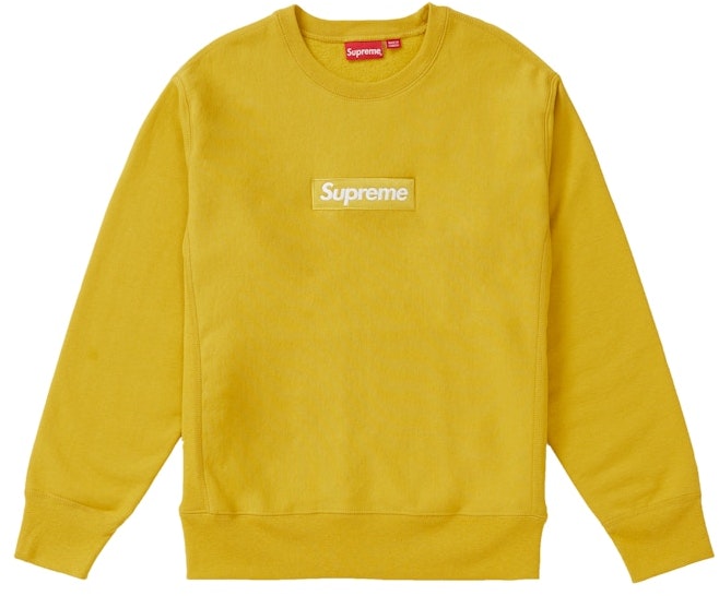 supreme-box-logo-crewneck-sweatshirt-mustard