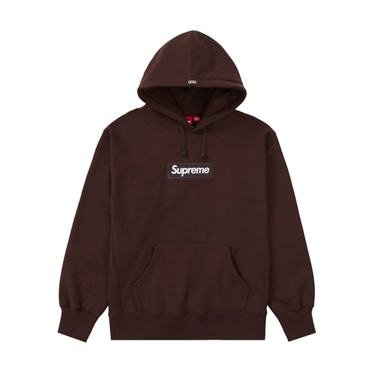 Beli Supreme Box Logo Hooded Sweatshirt (FW21) Dark Brown Novelship