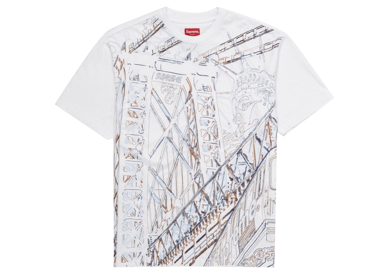 Buy Supreme 白色刺绣短袖上衣