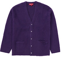 Supreme Brushed Mohair Cardigan Purple Supreme Brushed Mohair Cardigan Purple